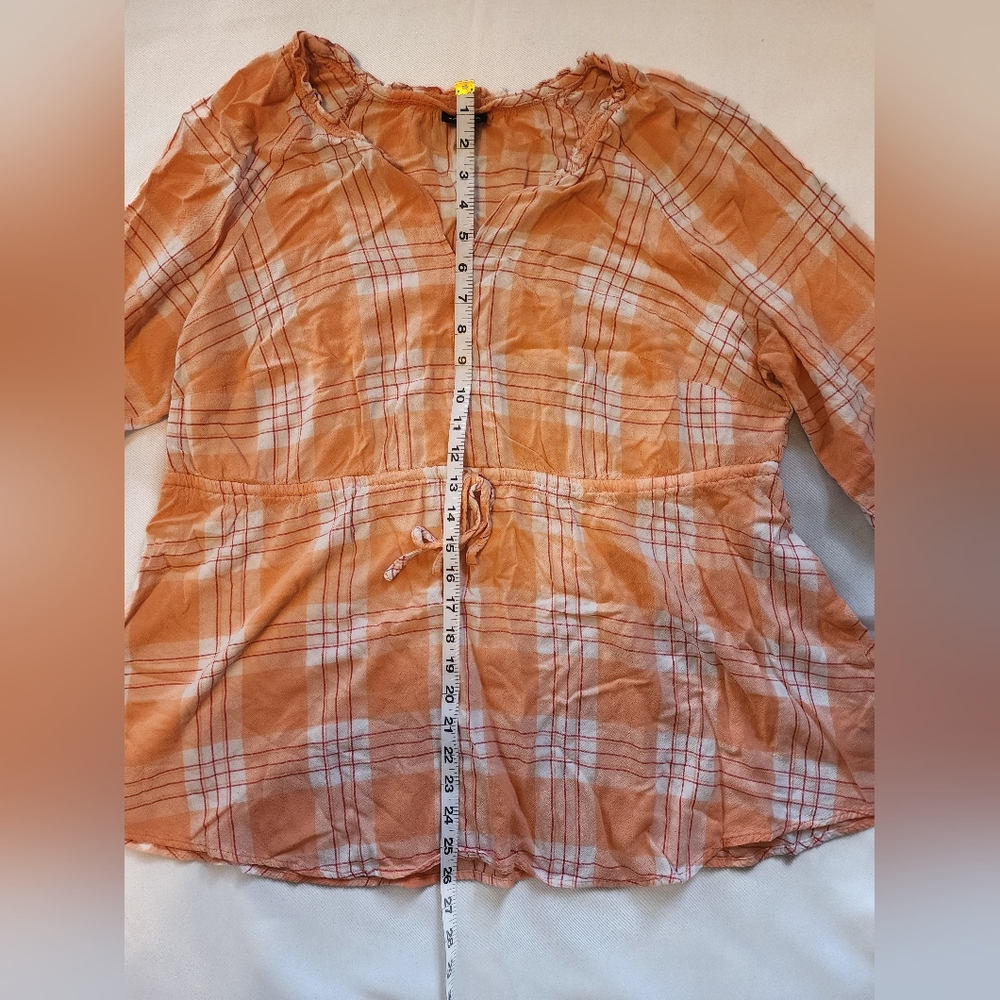 Torrid Blouse, Orange Plaid (2/2X) - Picture 7 of 8